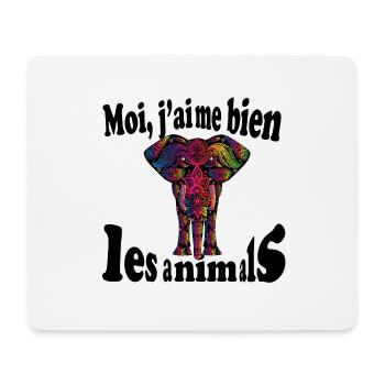 Moi, j aime bien les animals..elephant multicolore - Tapis de souris (format paysage) - blanc - Devant