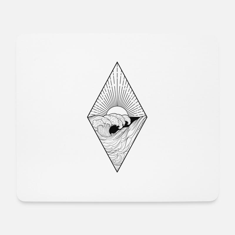 Sonnenaufgang mit Wellen & Meer - Mousepad (Querformat) - Weiß