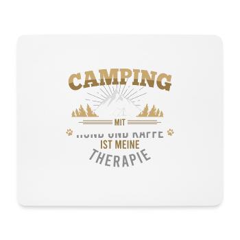Camping mit Hund und Kaffe ist meine Therapie - Mousepad (Querformat) - Weiß - Vorne