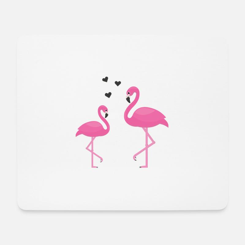 Pink Flamingo - Mousepad (Querformat) - Weiß