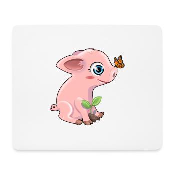 Schwein mit Schmetterling - Mousepad (Querformat) - Weiß - Vorne