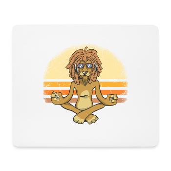 Cool lion with dreadlocks does yoga. - Mouse Pad (horizontal) - white - Front