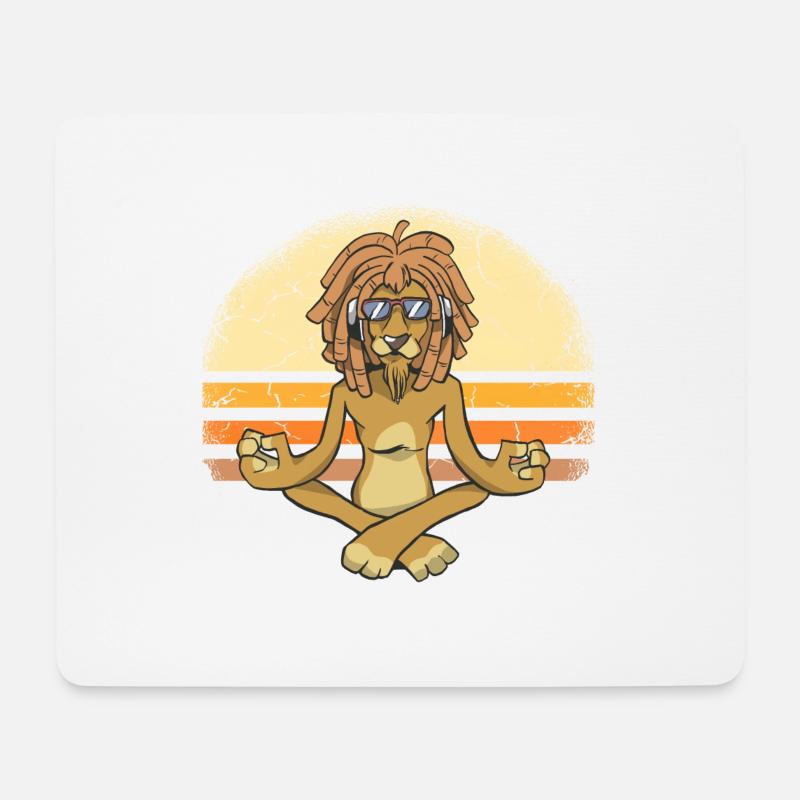 Cooler Löwe mit Dreadlocks macht Yoga. - Mousepad (Querformat) - Weiß
