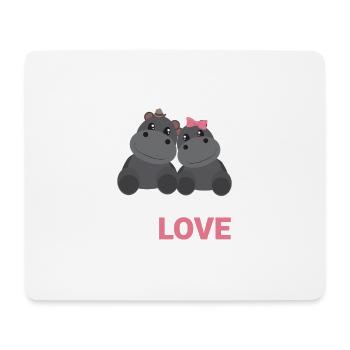Hippopotamus In Love Paare Partnerlook Geschenk - Mousepad (Querformat) - Weiß - Vorne