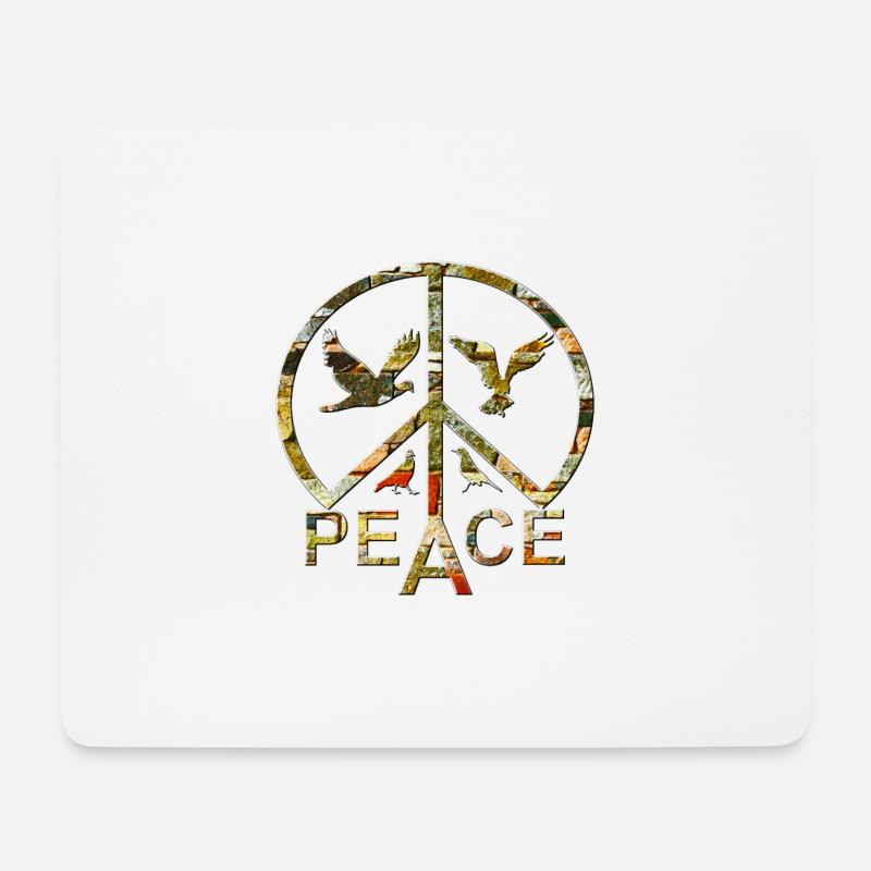 Peace Sign and Doves of Peace - Mouse Pad (horizontal) - white