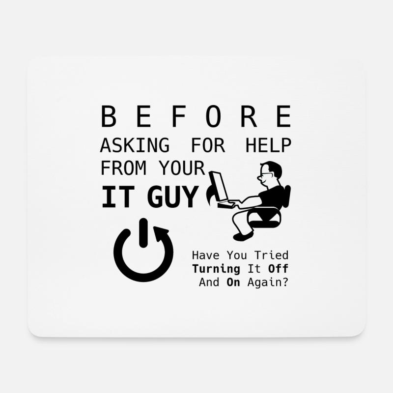 IT Guy - Black - Mouse Pad (horizontal) - white