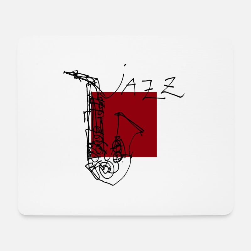 Jazz Black Sax 1 - Mousepad (Querformat) - Weiß