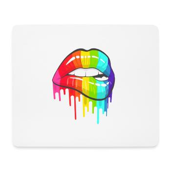 Regenbogenlippen - Mousepad (Querformat) - Weiß - Vorne