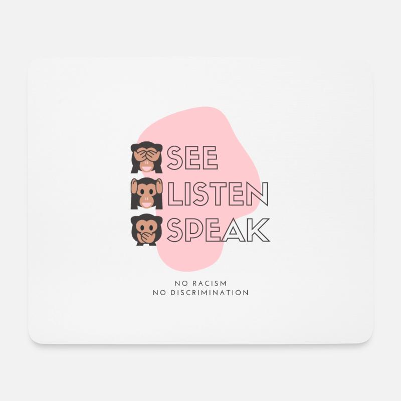 See Listen Speak Nicht wegschauen - Mousepad (Querformat) - Weiß