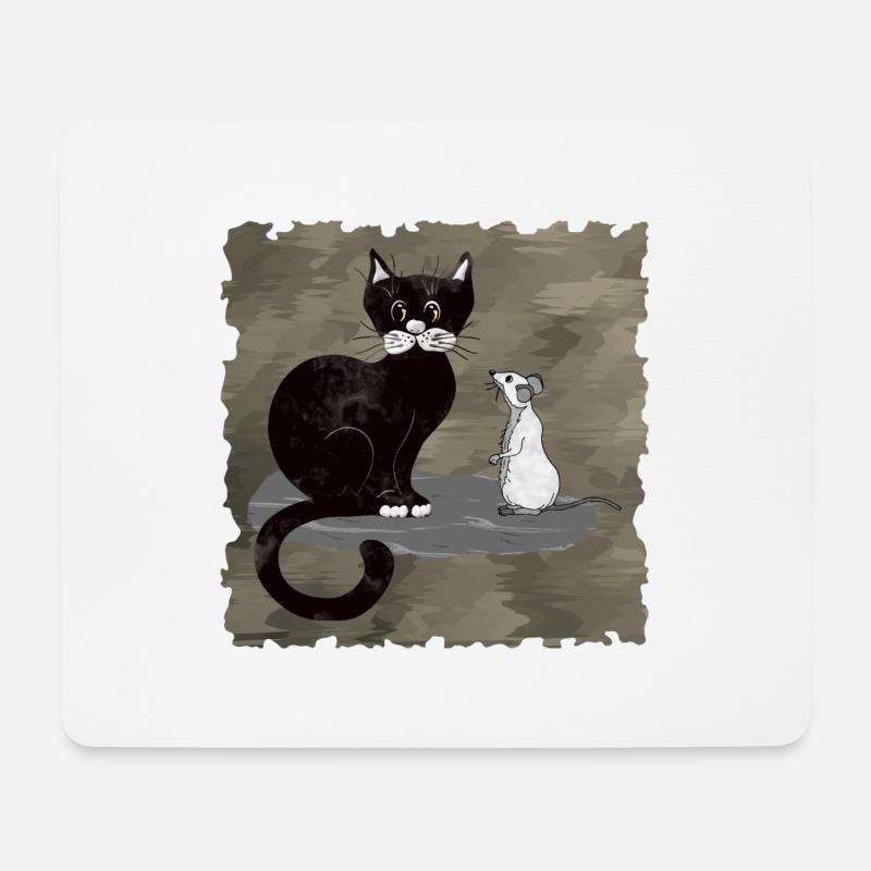 Katz 'und Maus - Mousepad (Querformat) - Weiß