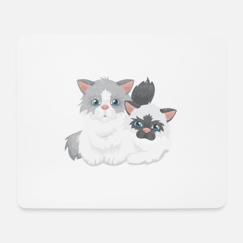 Ragdoll-Katzenpaar Katzenliebhaber Geschenkidee - Mousepad (Querformat) - Weiß