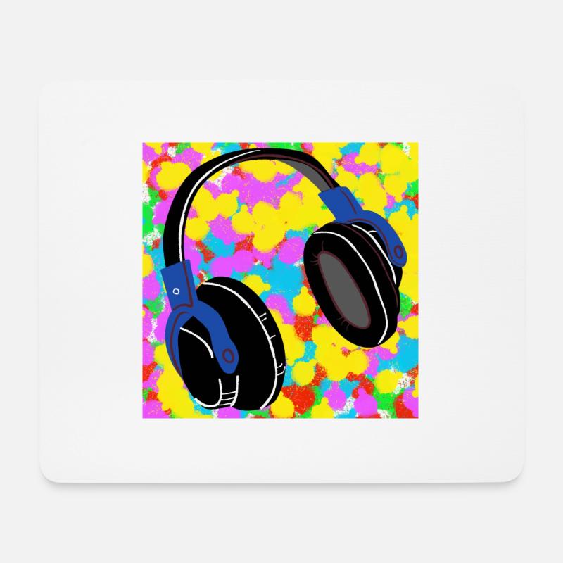 Kopfhörer Pop Color Tie Dye Hintergrund Funky - Mousepad (Querformat) - Weiß