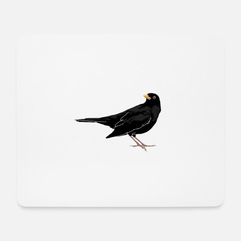 Amsel auf Dach - Mousepad (Querformat) - Weiß