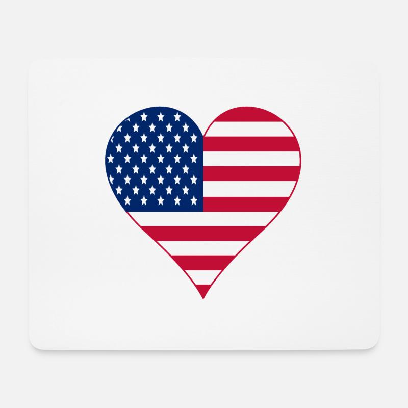 USA Flagge als Herz - Mousepad (Querformat) - Weiß