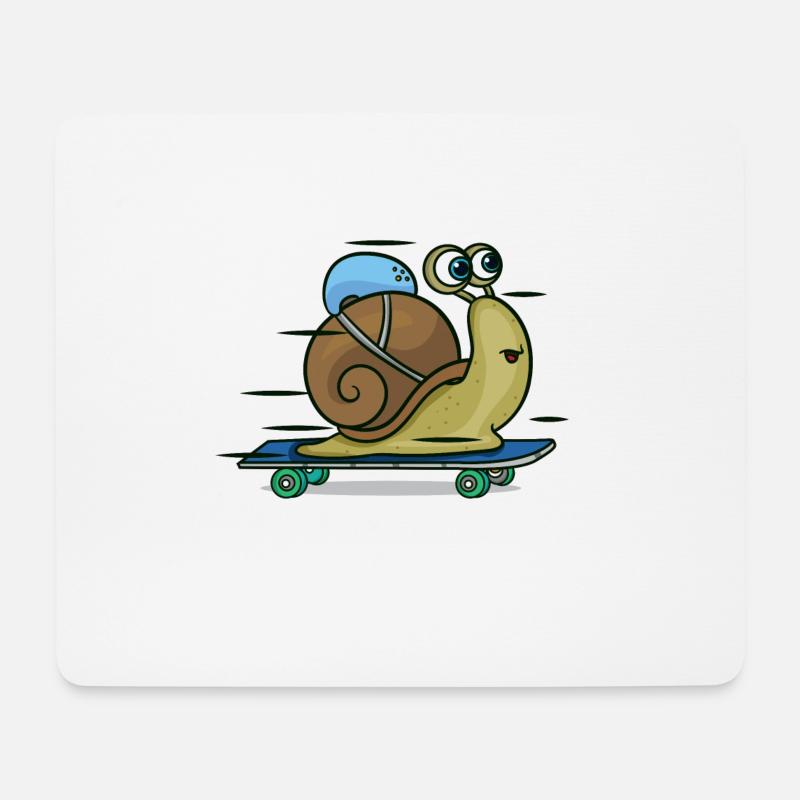 Slow Down Schnecke Skateboard - Mousepad (Querformat) - Weiß