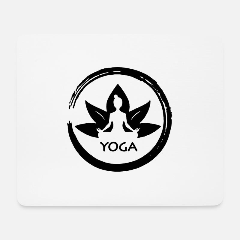 Yoga Lotus Kreis - Mousepad (Querformat) - Weiß