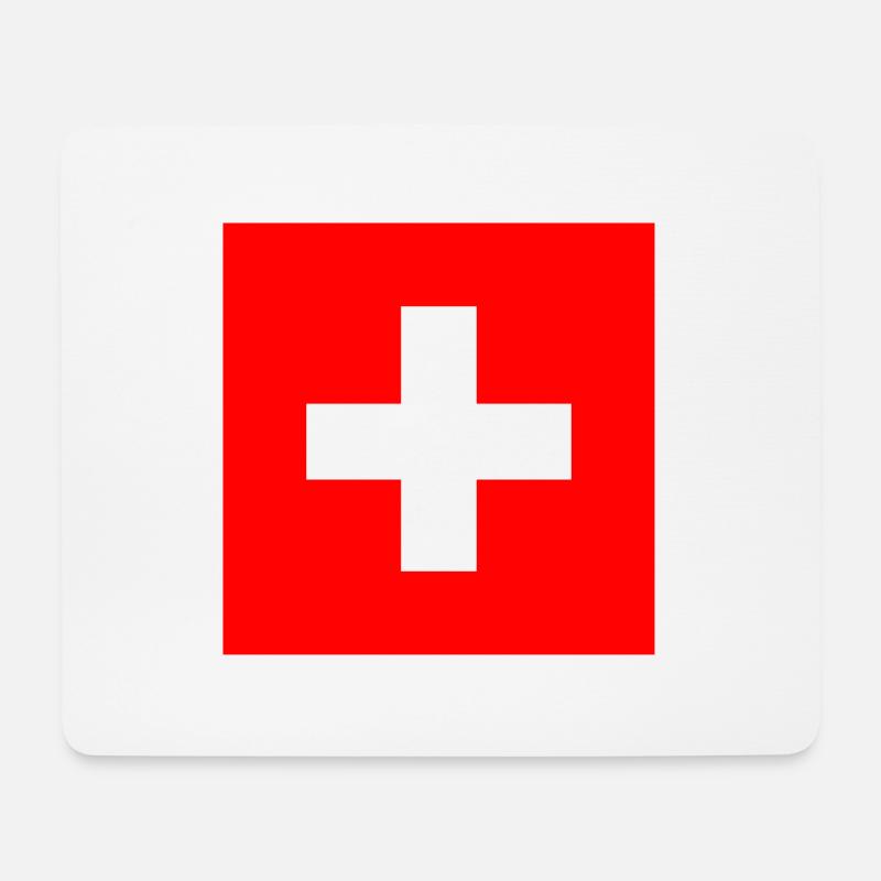 Schweizer Flagge - Mousepad (Querformat) - Weiß