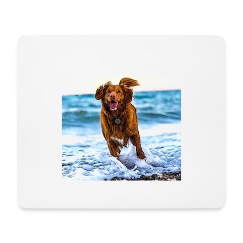 Cute dog by the sea cute puppy on the beach - Mouse Pad (horizontal) - white - Front