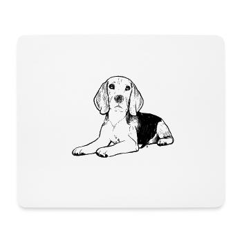 Croquis de Beagle - Tapis de souris (format paysage) - blanc - Devant