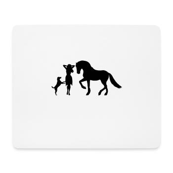 Chiens chevaux fille femme - Tapis de souris (format paysage) - blanc - Devant