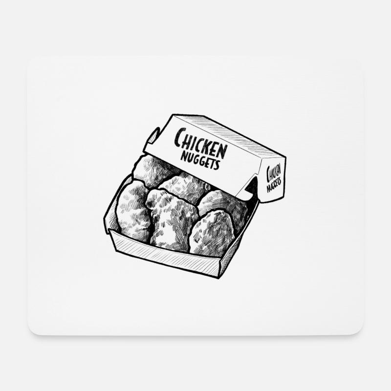 Hühnernuggets Zeichnung - Mousepad (Querformat) - Weiß