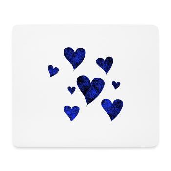 Blaue Herzen Liebe Farbspritzer Schwarz Geschenk - Mousepad (Querformat) - Weiß - Vorne