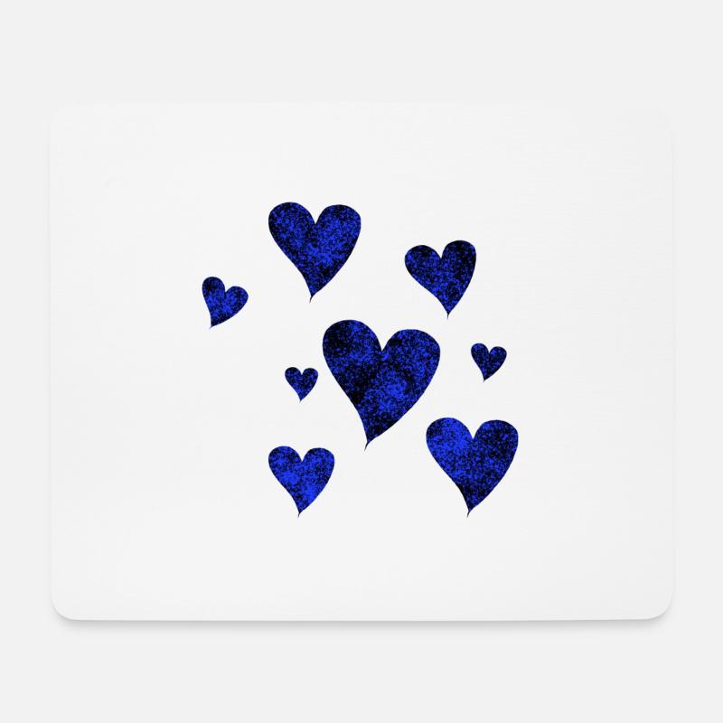 Blaue Herzen Liebe Farbspritzer Schwarz Geschenk - Mousepad (Querformat) - Weiß
