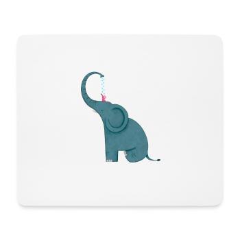 Amitié éléphant et souris - Tapis de souris (format paysage) - blanc - Devant