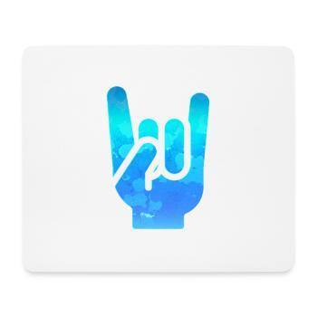 Rock Hand Gesture Gassy Blue Rock 'N' Roll Salut - Tapis de souris (format paysage) - blanc - Devant
