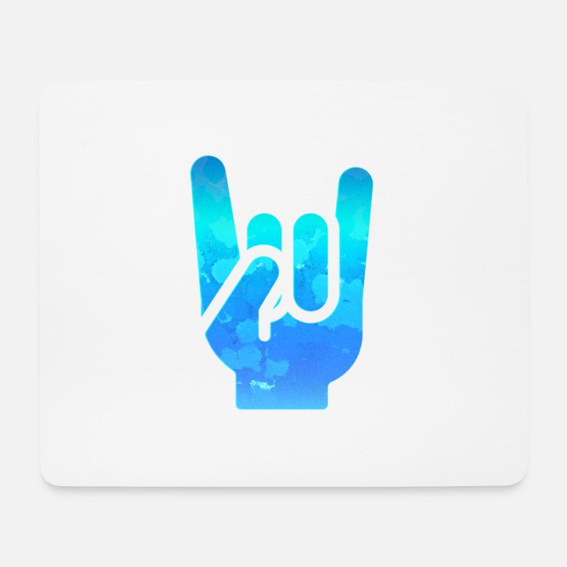 Rock Hand Gesture Gassy Blue Rock ‘N’ Roll Salute - Mouse Pad (horizontal) - white