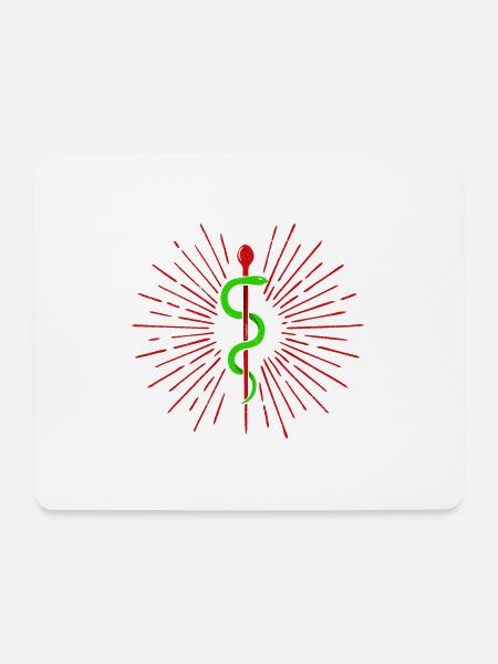 Symbol Asklepiosstab Doktor Geschenkidee - Mousepad (Querformat) - Weiß