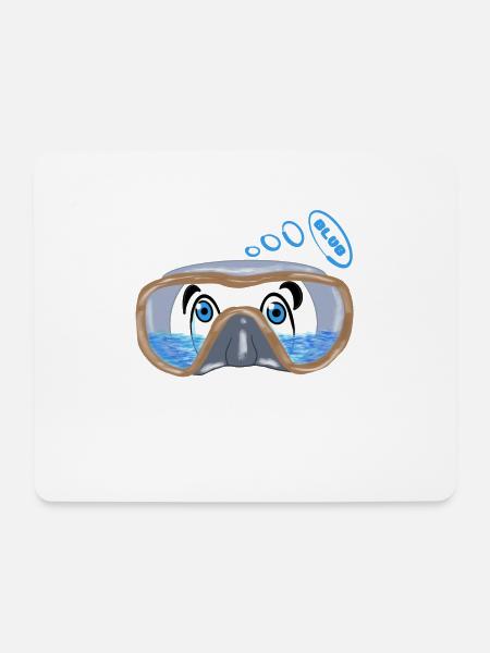 Ein Taucher mit Wasser in der Brille, schwimmen, schwimmen - Mousepad (Querformat) - Weiß