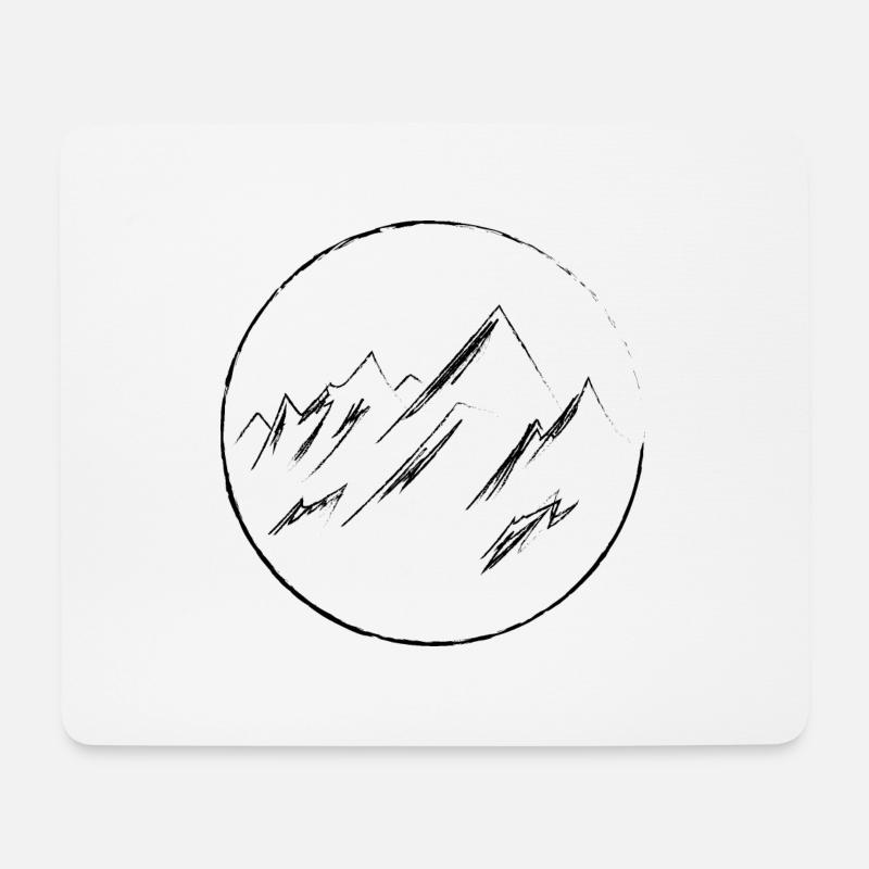 Berge minimalistisch - Mousepad (Querformat) - Weiß
