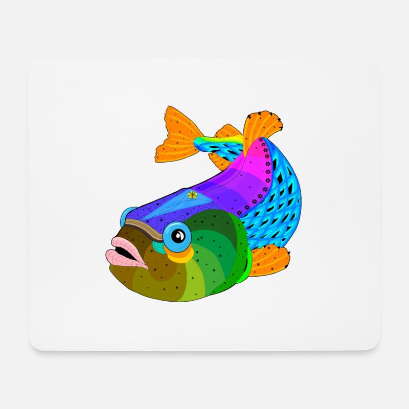 Poisson / poisson - Tapis de souris (format paysage) - blanc