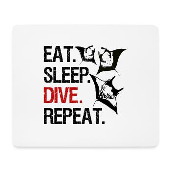 Eat Sleep Dive Repeat - Manta Schwarm - Mousepad (Querformat) - Weiß - Vorne