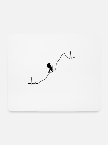 Wandern Herzschlag Mit Bergen - Mousepad (Querformat) - Weiß