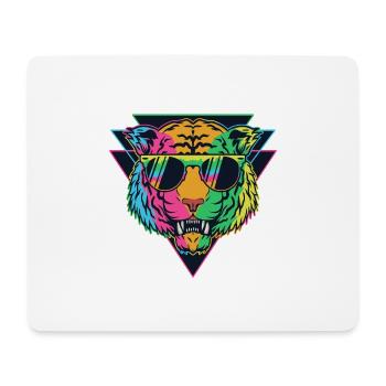 Bunter Tiger mit Brille - Mousepad (Querformat) - Weiß - Vorne