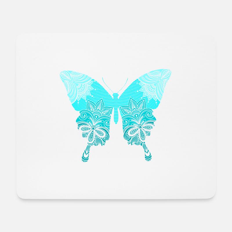 Blue Mandala Butterfly Butterfly - Mouse Pad (horizontal) - white