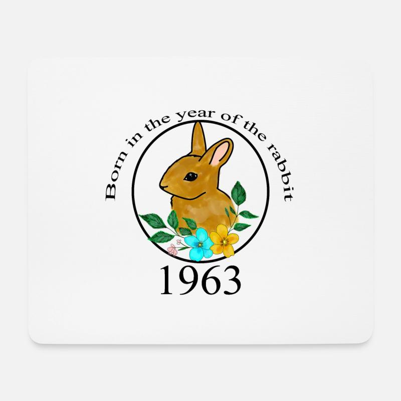 Hase Geburtsjahr 1963 Chinesisches Sternzeichen - Mousepad (Querformat) - Weiß