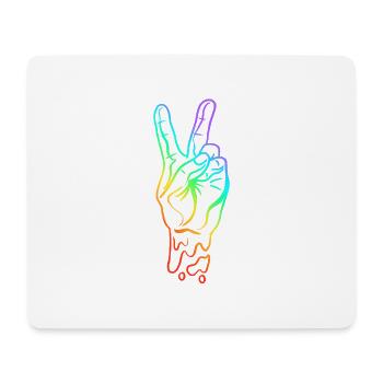 Frieden Peace Handzeichen Regenbogen Farben - Mousepad (Querformat) - Weiß - Vorne