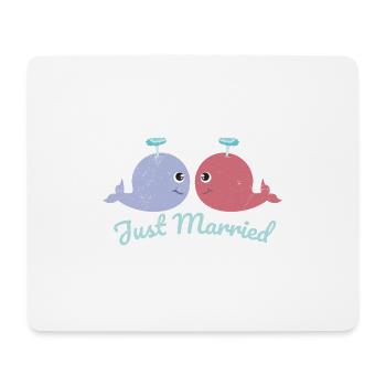 Poisson Deux baleines viennent de se marier cadeau - Tapis de souris (format paysage) - blanc - Devant