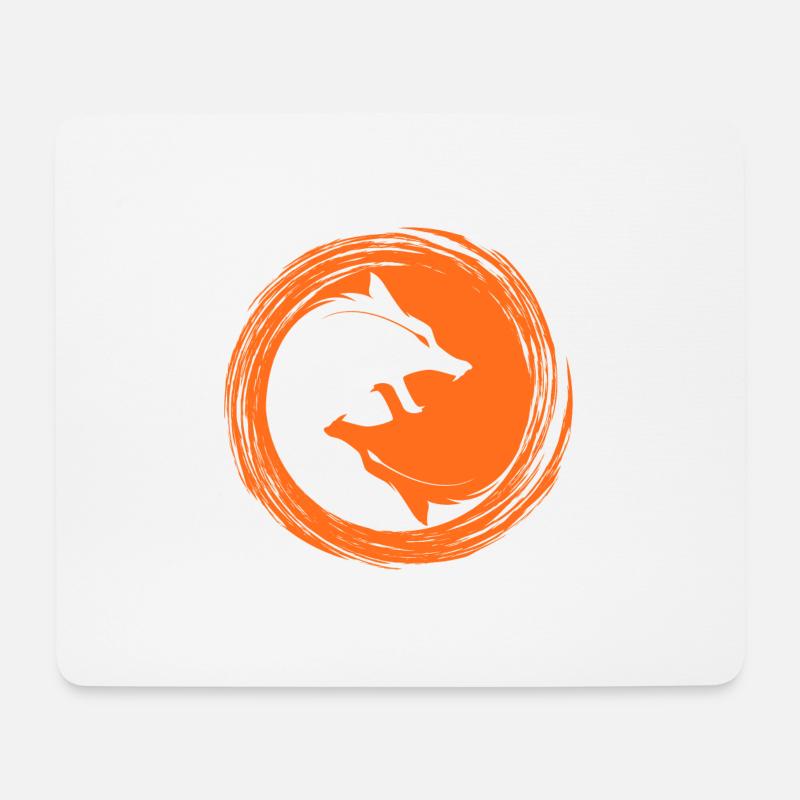 Yin Yang der Wölfe Wolfs Hunde Kunst Bild - Mousepad (Querformat) - Weiß