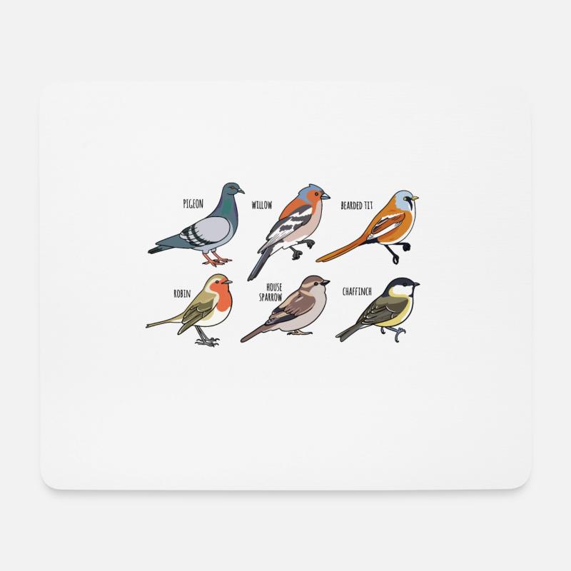 sechs Vögel - Mousepad (Querformat) - Weiß