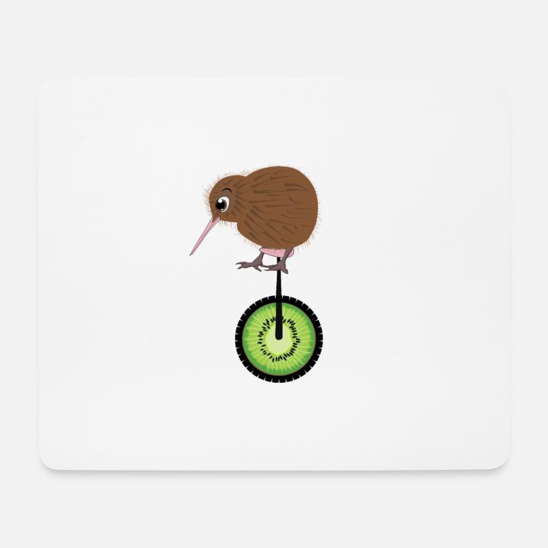 Kiwivogel auf dem Kiwieinrad Shirt - Mousepad (Querformat) - Weiß