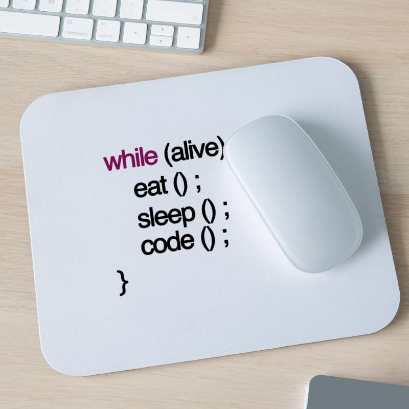 while alive code Informatiker programming coding Mousepad (Querformat)