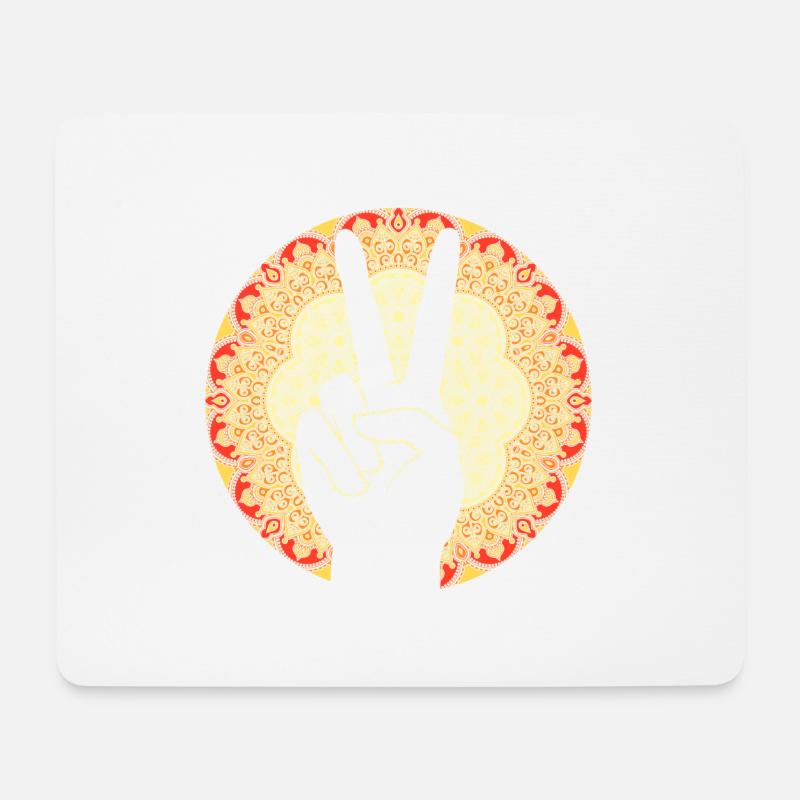 Hippie Peace Victory Zeichen Mandala Symbol - Mousepad (Querformat) - Weiß