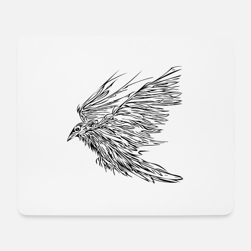 Fliegender Rabe - Mousepad (Querformat) - Weiß