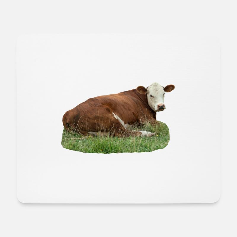 Kuh - Mousepad (Querformat) - Weiß