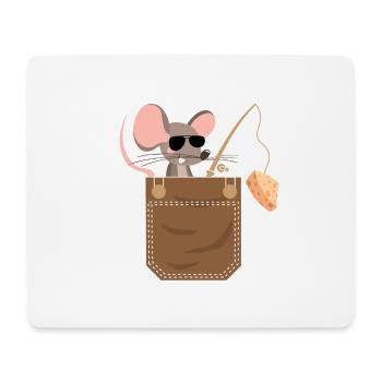 Coole Maus mit Angel Fake Brusttasche Hemdtasche - Mousepad (Querformat) - Weiß - Vorne
