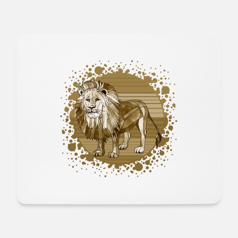 Löwe - Mousepad (Querformat) - Weiß